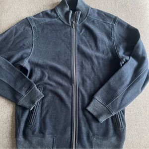 Tommy Bahama Full Zip Mock Neck Sweater Blue 100% Cotton Medium